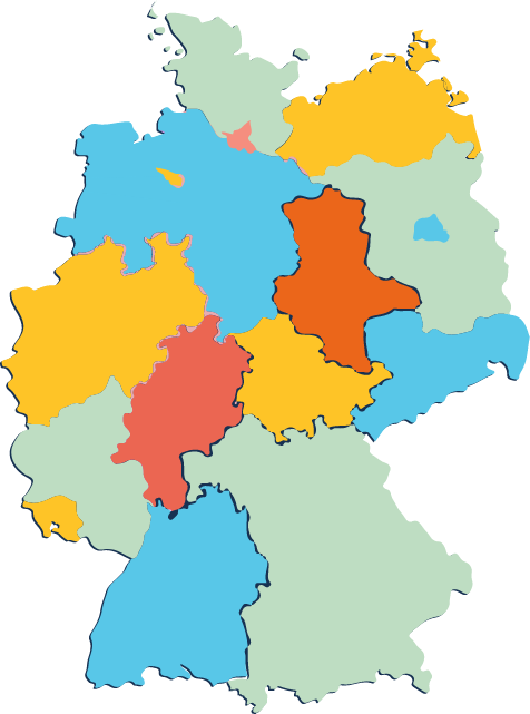 Karte von Deutschland mit den Bundesländern.