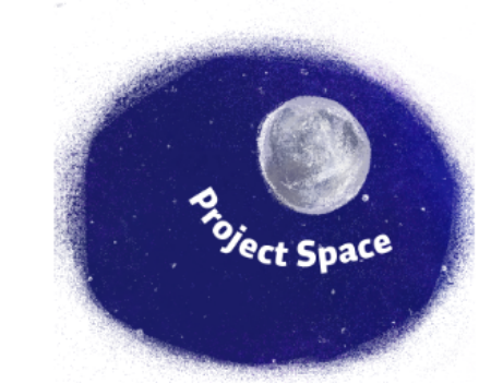 Zeichnung des Weltraums und des Mondes, mit dem Titel "Project Space".
